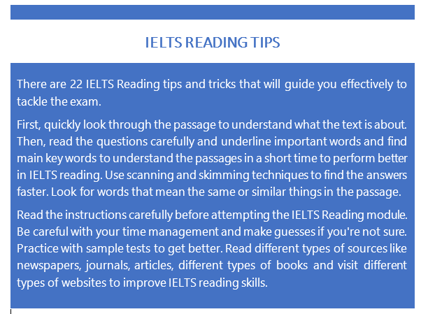 IELTS READING TIPS