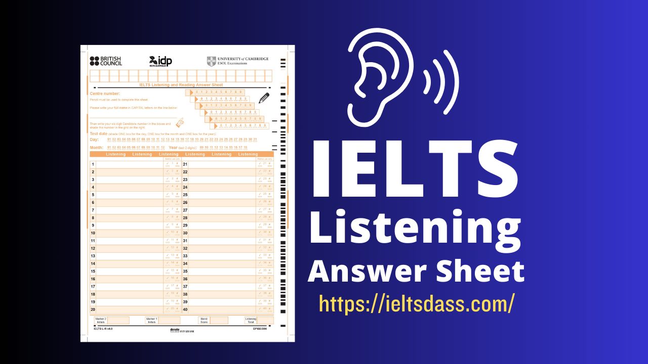IELTS listening answer sheet
